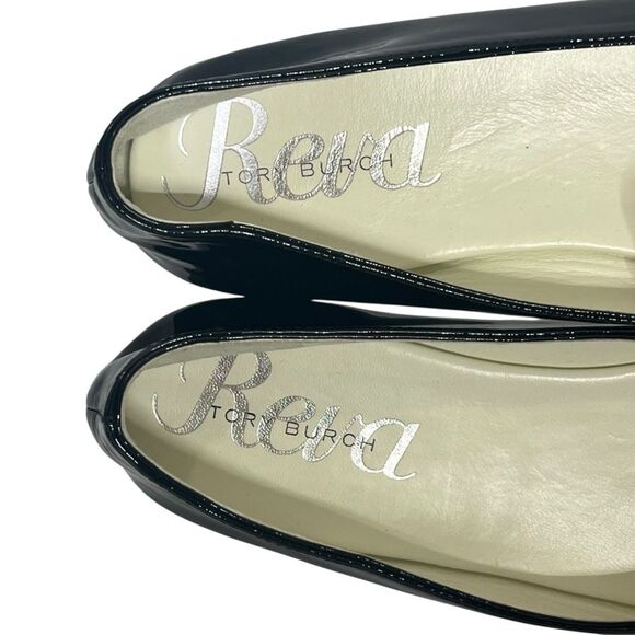 Tory Burch Reva Black Patent Ballet Flats Size 7M Logo Coin Shoes - Picture 7 of 11